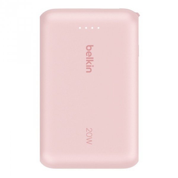 Belkin PowerBank BoostCharge 10k mAh 20w wbudowany kabel-C, port-C, różowy