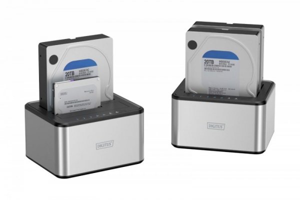 Digitus Stacja dokująca USB 3.0 Super Speed do 2x SSD/HDD 2.5/3.5&quot; SATA III max.2x20TB z funkcją klonowania