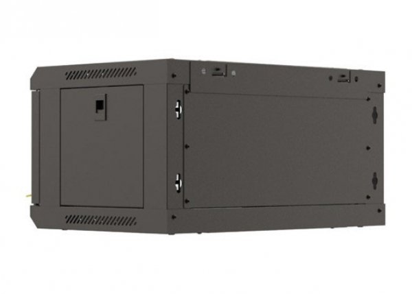 Lanberg Szafa instalacyjna rack wisząca 19" 4U 540x350 czarna drzwi   przeszklone ( flat pack)