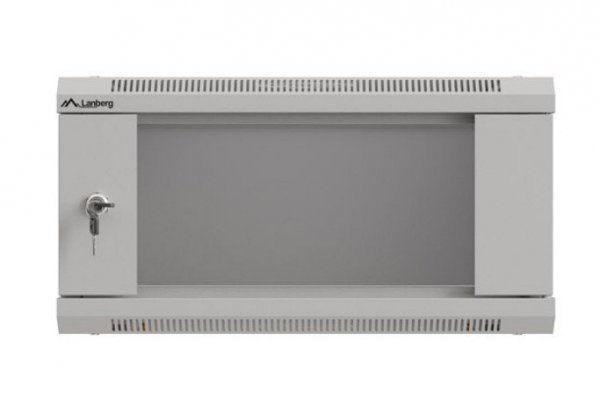 Lanberg Szafa instalacyjna rack wisząca 19" 4U 540x350 szara drzwi przeszklone (flat pack)
