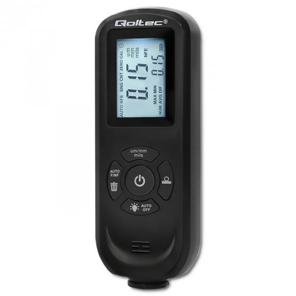 Qoltec Miernik grubości lakieru z podświetlanym bocznym wyświetlaczem LCD | 0 ~ 2000um