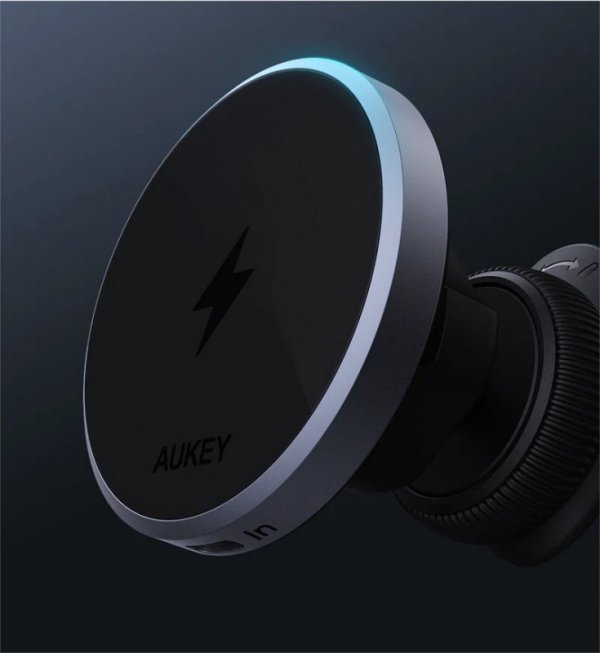 AUKEY HD-MC13 ładowarka samochodowa bezprzewodowa Qi2 15W 3A + kabel USB-C