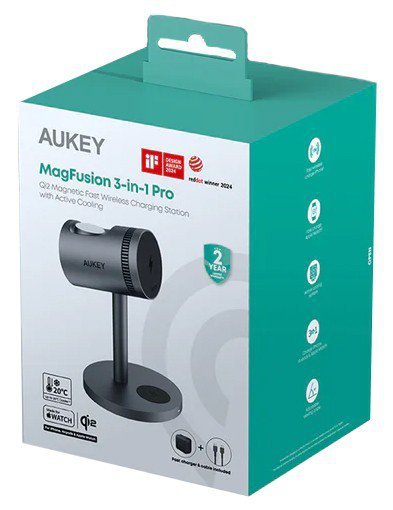AUKEY LC-MC311A 3w1 Qi2 chłodząca ładowarka bezprzewodowa MagSafe 15W + ładowarka PD 30W