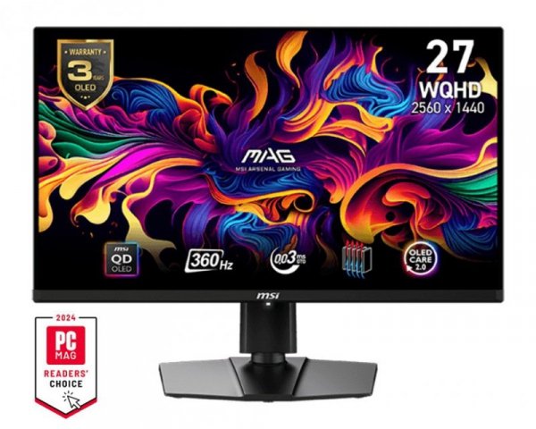 MSI Monitor 26.5 cala MAG 271QPX QD-OLED LED/WQHD/FLAT/360Hz/czarny