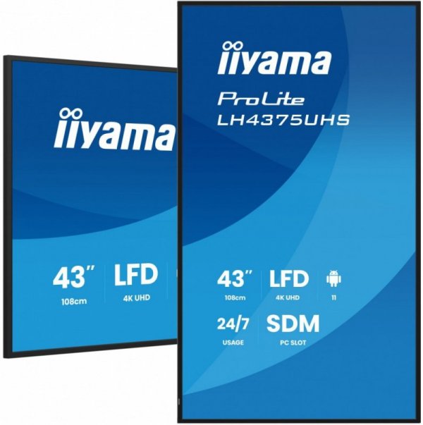 IIYAMA Monitor 43 cale LH4375UHS-B2AG,24/7,IPS,ANDROID.11,4K, WiFi,          iiSignage2, FailOver, EShare, 24/7, full daisy chai