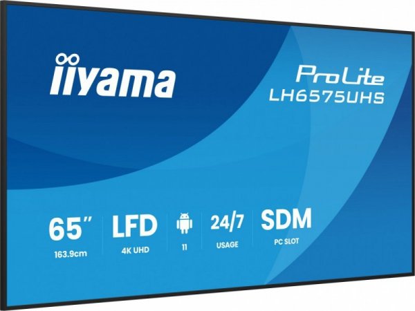 IIYAMA Monitor 65 cali LH6575UHS-B2AG,24/7,IPS,ANDROID.11,4K,  WiFi,         iiSignage2, FailOver, EShare, 24/7, full daisy chai