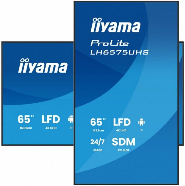 IIYAMA Monitor 65 cali LH6575UHS-B2AG,24/7,IPS,ANDROID.11,4K,  WiFi,         iiSignage2, FailOver, EShare, 24/7, full daisy chai