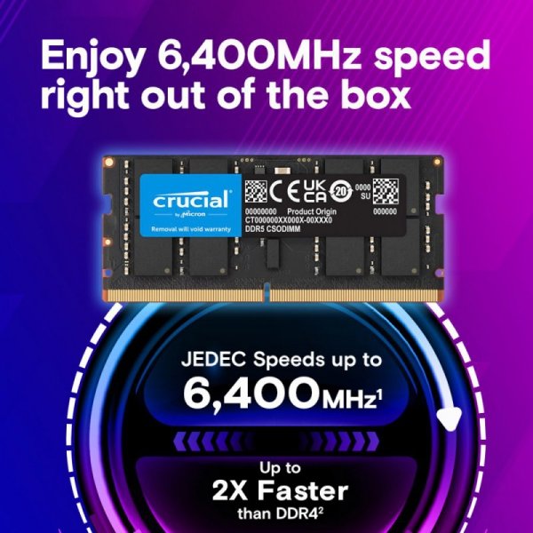 Crucial Pamięć do notebooka DDR5 CSODIMM 32GB (1*32GB)/6400 CL52