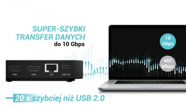 i-tec Stacja dokująca USB-C 2x HDMI Dock PD + Ładowarka 100W