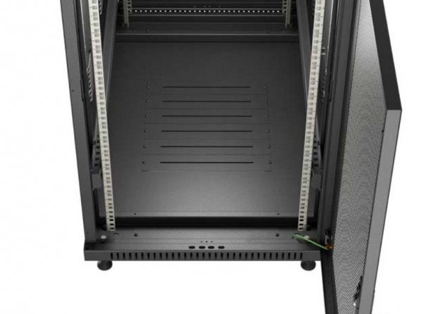 Lanberg Szafa instalacyjna rack stojąca 19" 22U 600x1000 czarna drzwi    perforowane ( flat pack)