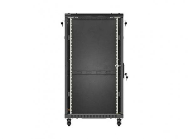 Lanberg Szafa instalacyjna rack stojąca 19" 22U 600x1000 czarna drzwi   przeszkolne ( flat pack)