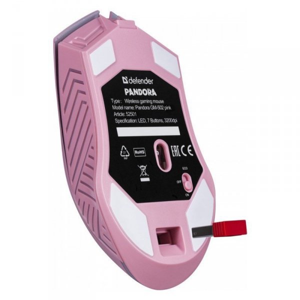 Defender Mysz gamingowa bezprzewodowa PANDORA RF 3200DPI 7P różowa