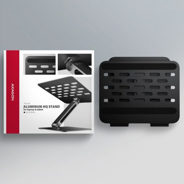 AXAGON STND-LQB Podstawka do laptopów aluminiowa 10-17,3 cala regulowane kąty nachylenia, Czarna