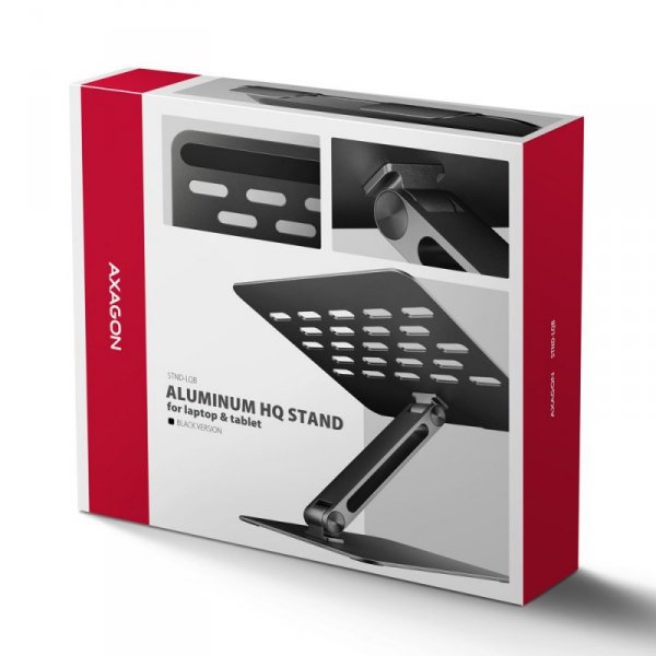 AXAGON STND-LQB Podstawka do laptopów aluminiowa 10-17,3 cala regulowane kąty nachylenia, Czarna