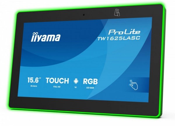 IIYAMA Monitor 16 cali TW1625LASC-B3PNR ANDROID 14,FHD,10PKT,450cd,2x2W,    4xUSB, 1xUSB-C,RJ45, MIC, RK3567, 4/32GB, LED lightb