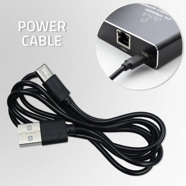 Qoltec Rozdzielacz splitter Ethernet  mini SWITCH 1x4 RJ45 | 1000Mb/s | USB-C | Aluminium