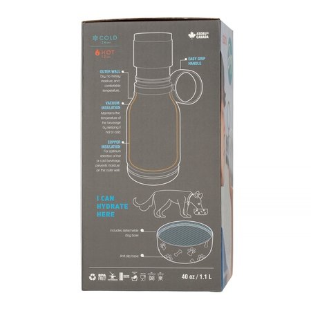 Asobu - Dog Bowl Bottle Stainless Steel Fioletowa - Butelka z miska dla psa 1,1L