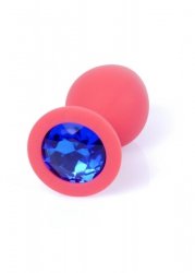Plug-Jawellery Red Silikon PLUG Medium- Blue Diamond