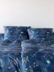 Elegante poszewka satyna Sea life marine-blau 2444 40x80, 80x80