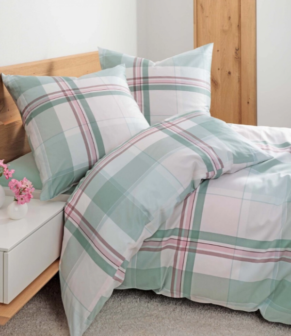 Janine mako-satin Moments grün rosa 98119 155x200
