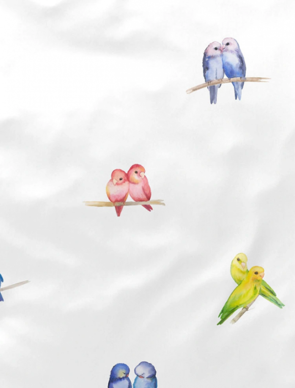 Elegante poszewki mako bawełna Lovebirds biała 24573 40x80, 80x80