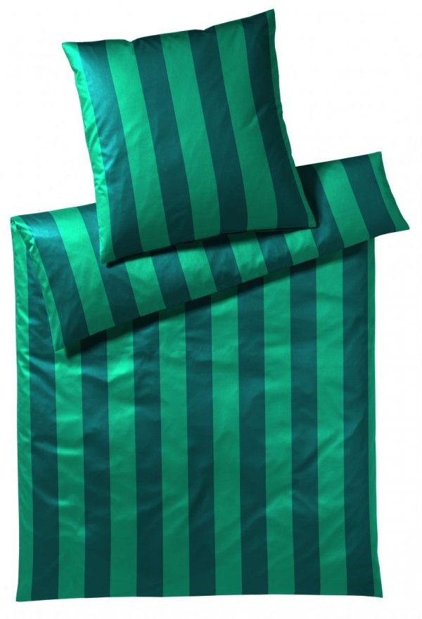 Elegante pościel mako-bawełna egipska Natural stripe zielona 2386 200x220