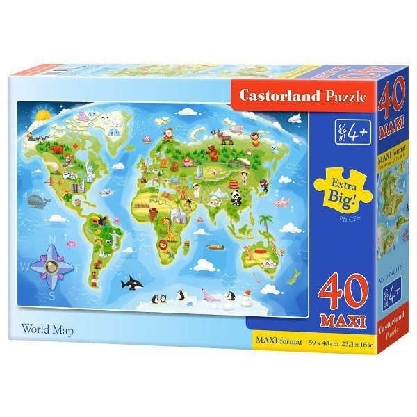 Puzzle Mapa Świata Maxi Castorland 40el 1