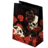 duża czarna papierowa torebka na prezenty z czaszkami i różami