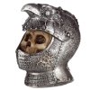 dekoracyjna figurka - czaszka rycerza w średniowiecznym hełmie z głową ptaka na przyłbicy