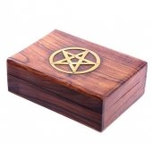 szkatułka z drewna ozdobiona Pentagramem 17.5cm