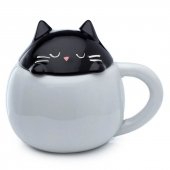 Czarny Kot - porcelanowy kubek z pokrywką