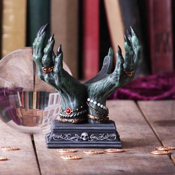 zombie zielone dłonie czarownicy - podstawka do szklanej kuli magicznej kryształowej
