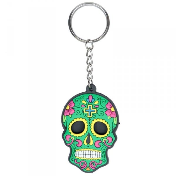 breloczek do kluczy - Meksykańska Czaszka Calavera Zielona, Sugar Skull