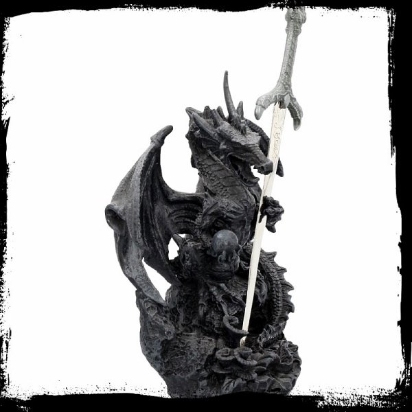 Czarny Smok ze Sztyletem - figurka z nożykiem do listów