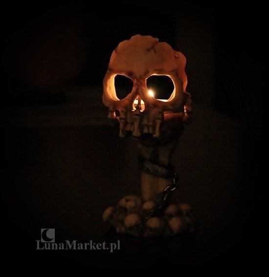 świecznik szkielet czaszka w kształcie czaszki kości gadżety z czaszkami mroczne gadżety halloween