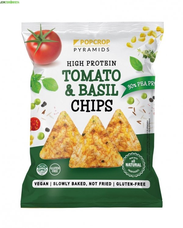 CHRUPKI PIRAMIDKI PROTEINOWE POMIDOROWE Z BAZYLIĄ BEZGLUTENOWE POPCROP 60 g