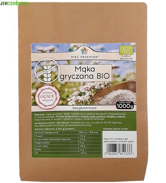  MĄKA GRYCZANA BIO BEZGLUTENOWA PIĘĆ PRZEMIAN 1 kg