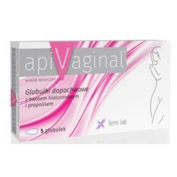 Apivaginal Globulki z  Kwasem Hialuronowy i Propolisem 5 globulek