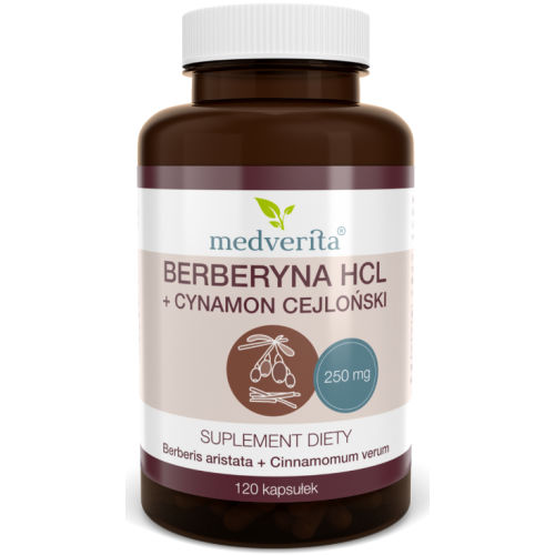 Berberyna HCL + Cynamon Cejloński 120 kapsułek 