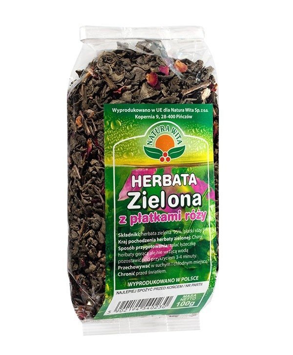 Herbata Zielona z Płatkami Róży 100g