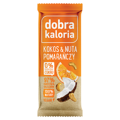 DOBRA KALORIA Baton Kokos &amp; Nuta Pomarańczy 35g 