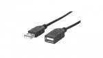 Kabel USB 2.0 A-A M/F 0,5M czarny HI-SPEED USB-A/USB-A 68625