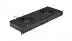 Panel 2x wentylator RACK 19 cali 1U czarny z termostatem NEKU