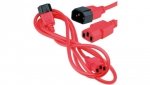 Przedłużacz zasilający 230V IEC320 C14/ C13 0,8m czerwony