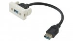 Gniazdo USB 3.0 z przewodem 15cm moduł 1M 22,5x45 biały Mediabox