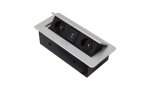 GNIAZDO CHOWANE W BLAT NABLATOWE + 2 USB GNIAZDKO srebrne GB2PL+2-SILVER