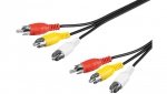 Kabel łączący Composite Audio Video, 3 x cinch - Długość kabla 10 m