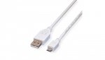 VALUE USB 2.0 Kabel, USB A Male - Micro USB B Male, wit, 1,8 m