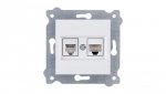 Gniazdo komputerowe kat.6 + gniazdo telefoniczne ( Kat. 6, Kat. 3, RJ45, RJ11 ) Biały 256/01