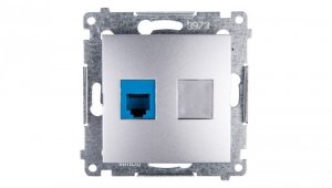Simon 54 Gniazdo telefoniczne pojedyncze RJ12 srebrny mat DT1.01/43